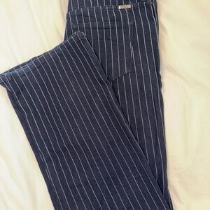 KanCan Navy and White Pinstripe Wide Leg Pants